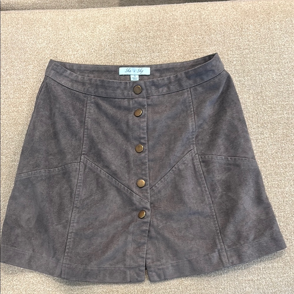 She + Sky Gray A-Line Mini Skirt